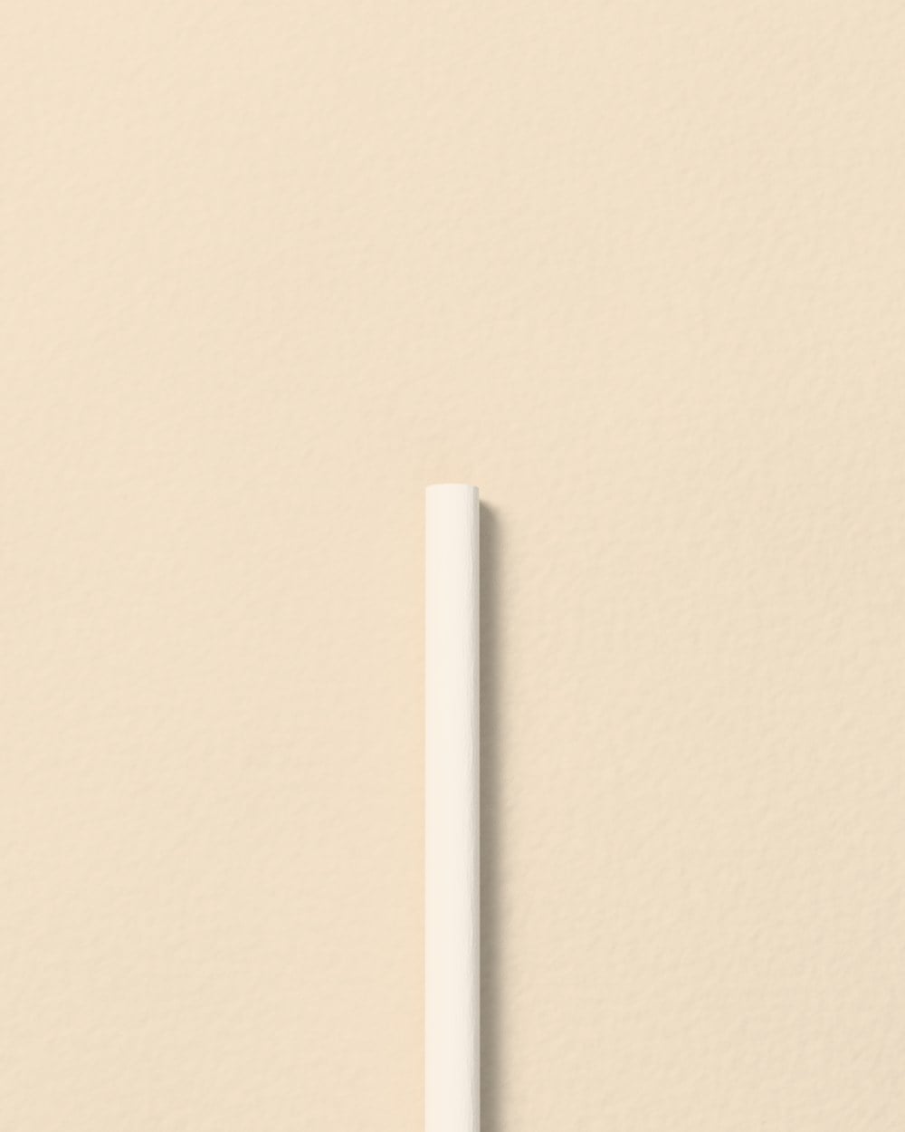A plain white paper lollipop stick lying on cream paper, with nothing on it yet.